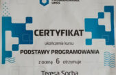 18 czerwca 2024 – Teresa w gronie najlepszych kursantów „Podstaw programowania”
